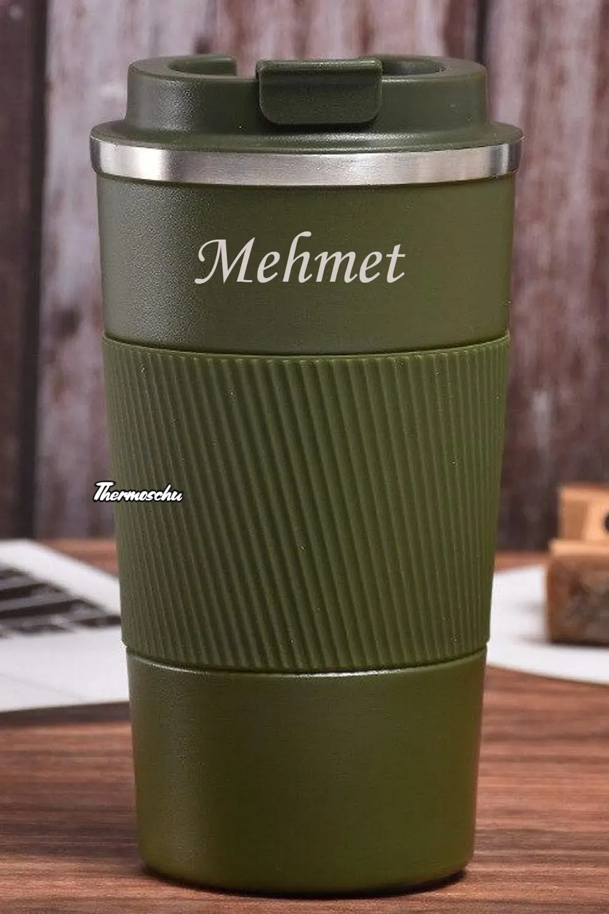 Kişiye Özel Isim Baskılı 500 ml Siyah Termos Mug Kupa, Çay Kahve Termos, Paslanmaz Çelik Araç Içi