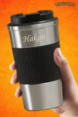 Kişiye Özel 500 ml Metal Termos Mug Kupa, Çay Kahve Kamp Termos, Paslanmaz Çelik Araç Içi Termos